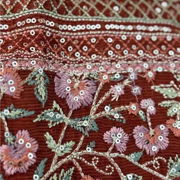 Sana Safinaz - luxury Collection Net Rust Embroidered  (plus Inner piece ) - Picture 6 of 9